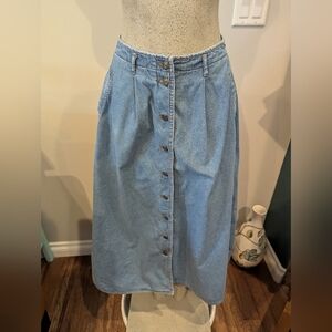 Vintage button Down denim skirt, maxi Western 100 Percent Cotton Sz 10 Medium